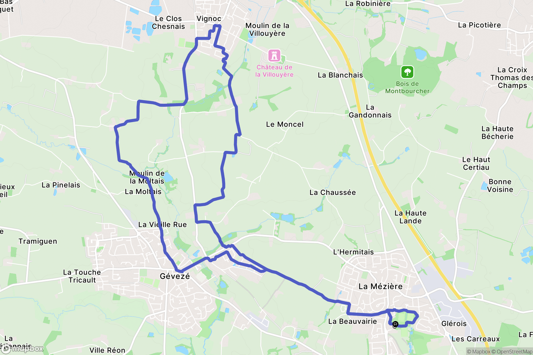 La Mézière : carte du parcours de randonnée - France