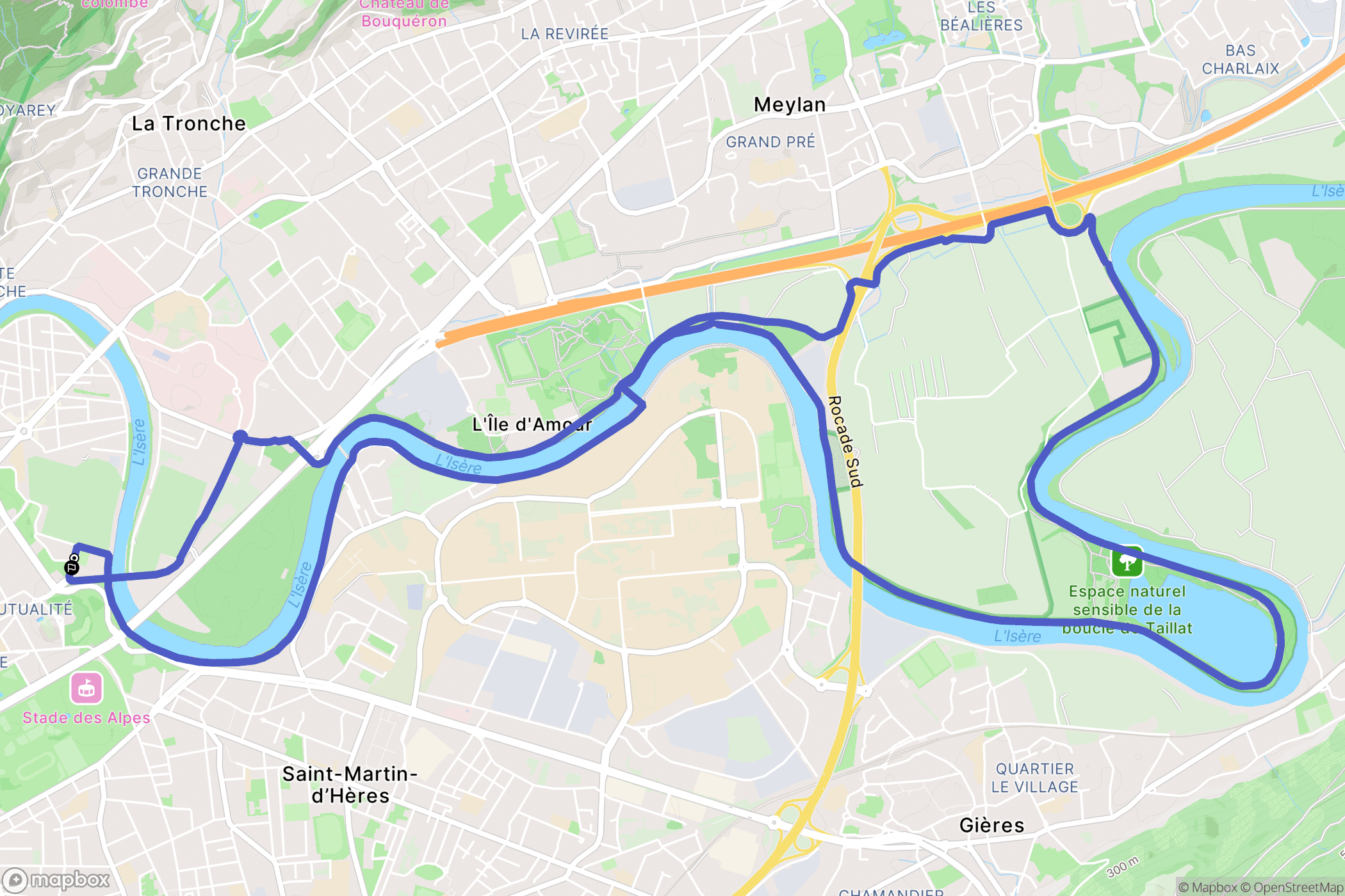 Grenoble : carte du parcours de randonnée - France