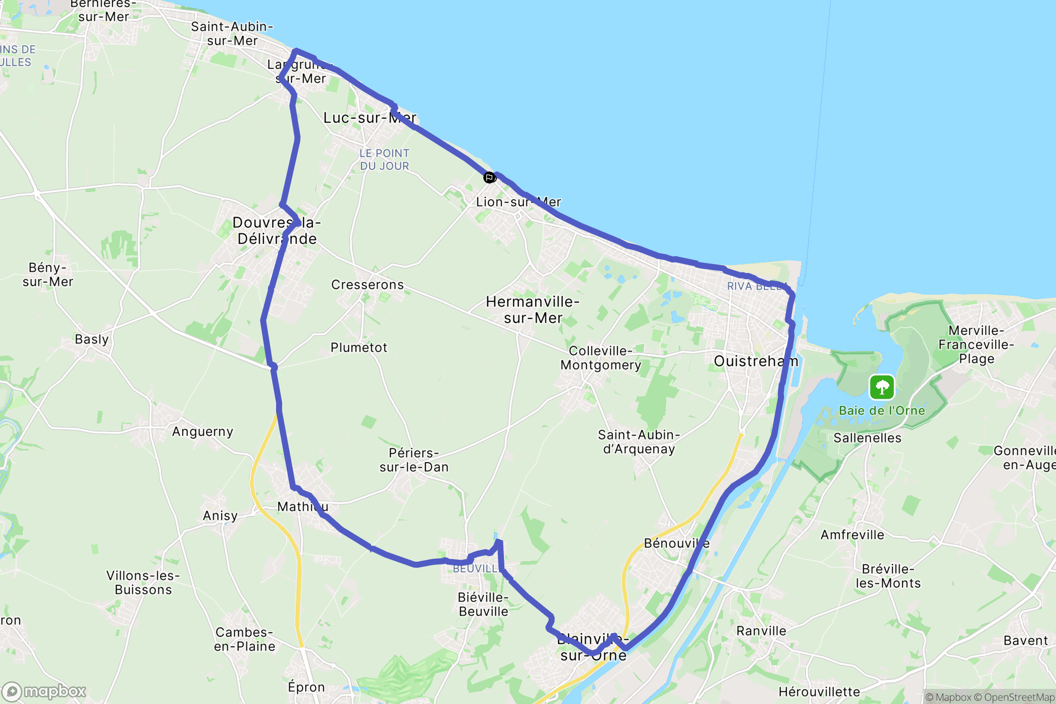 Lion-sur-Mer : carte du parcours de randonnée - France