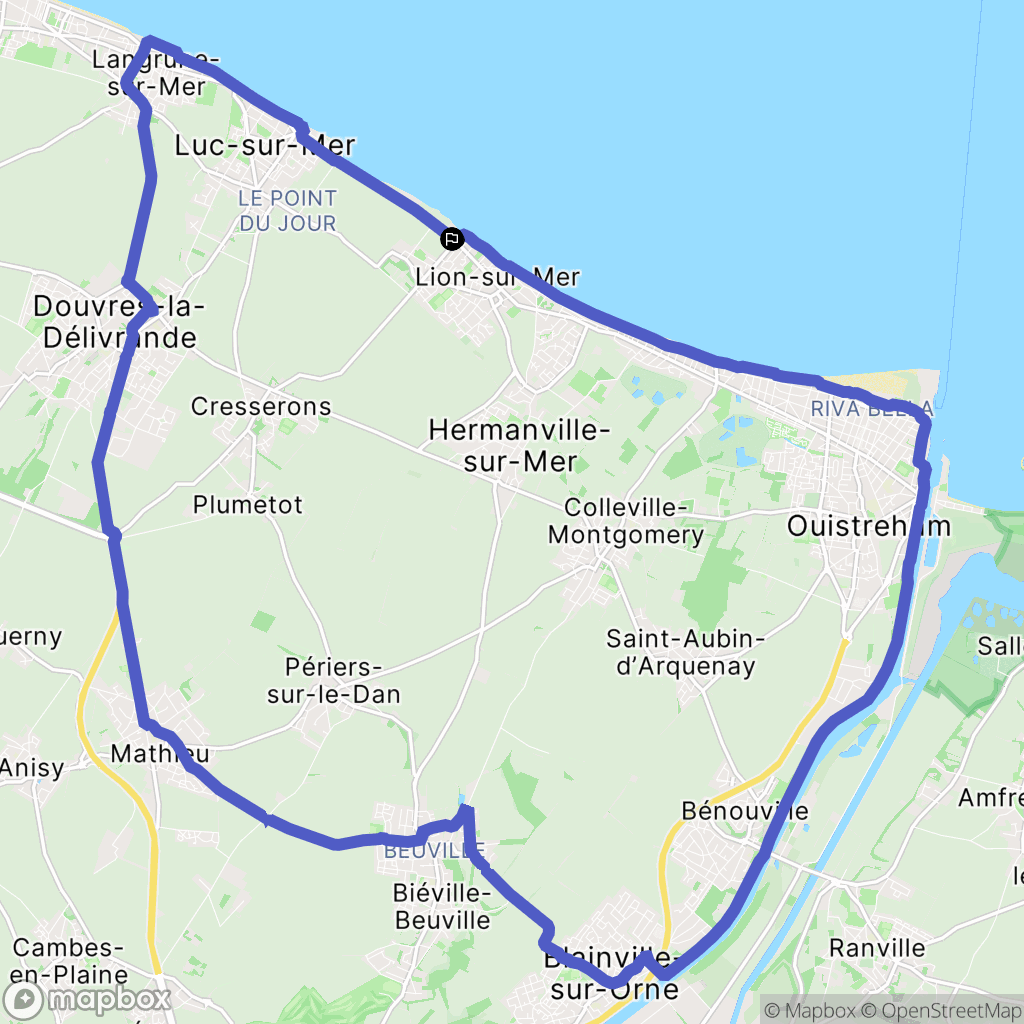 Lion-sur-Mer : carte du parcours de randonnée - France