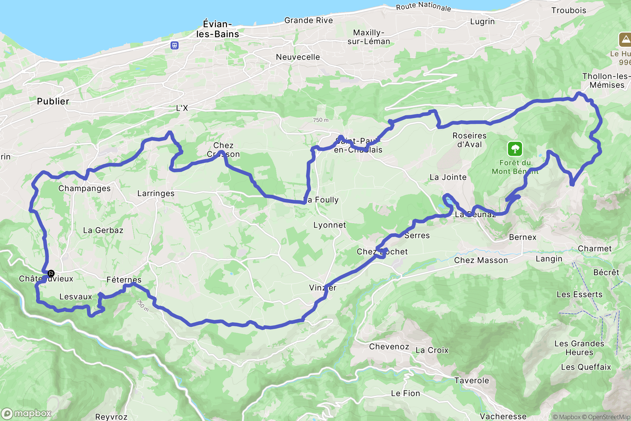 Féternes : carte du parcours de randonnée - France