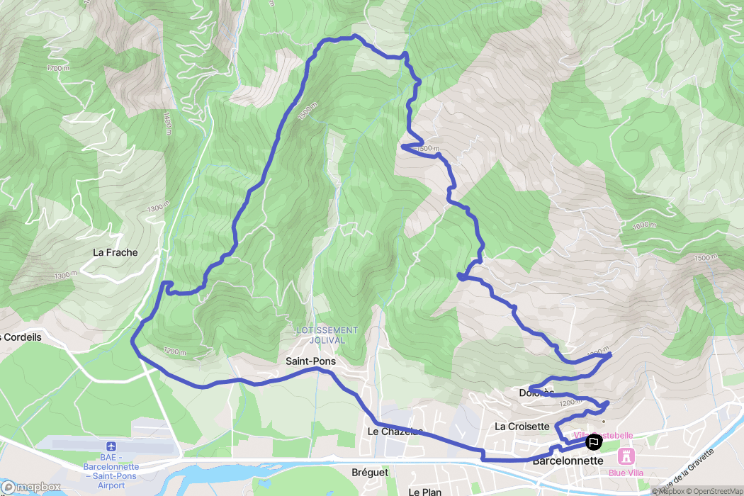 Barcelonnette : carte du parcours de randonnée - France