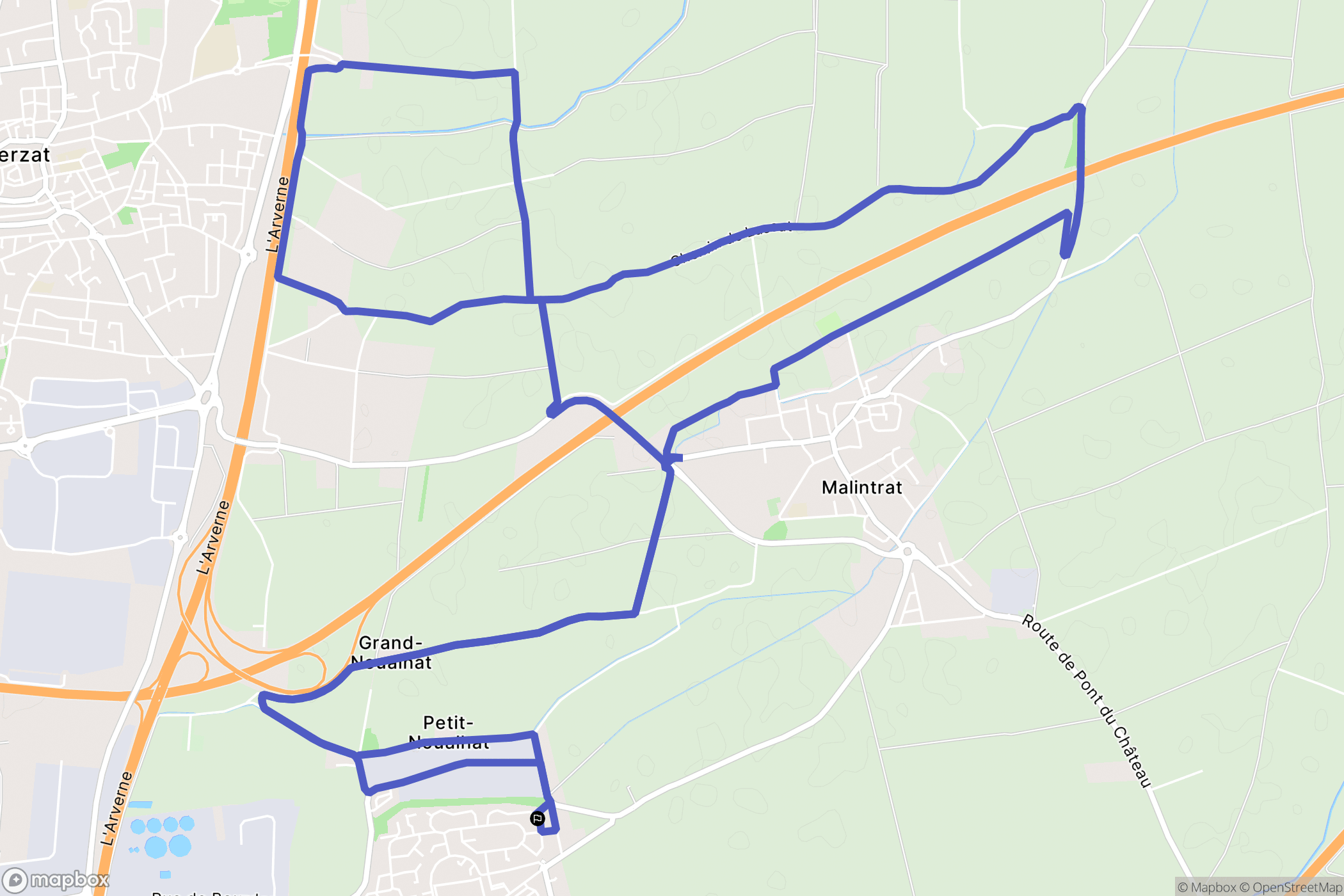 Aulnat : carte du parcours de randonnée - France