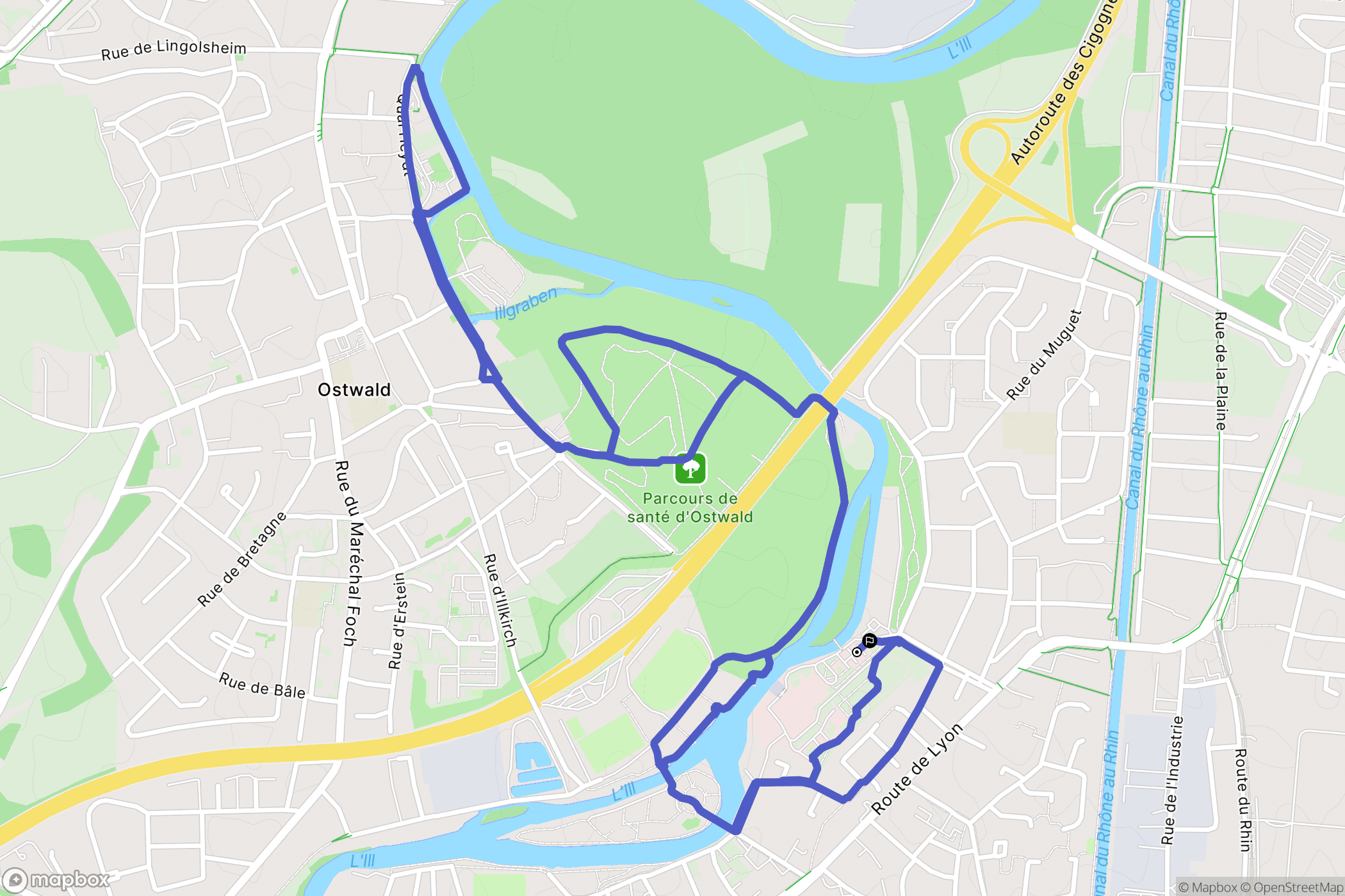 Illkirch-Graffenstaden : carte du parcours de randonnée - France