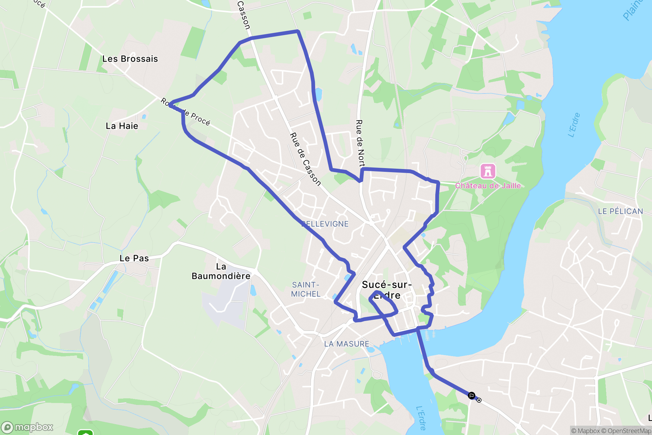 Sucé-sur-Erdre : carte du parcours de randonnée - France