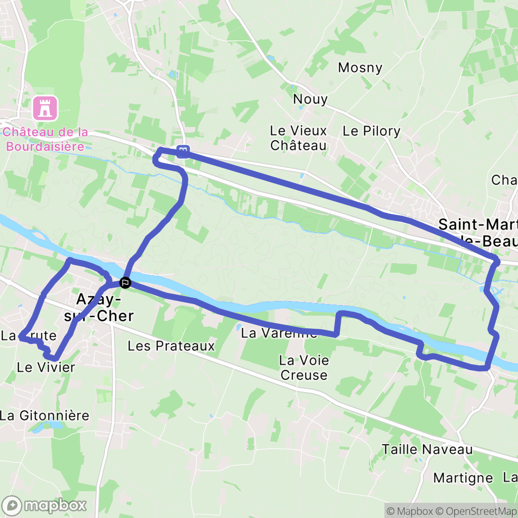 Azay-sur-Cher : carte du parcours de randonnée - France