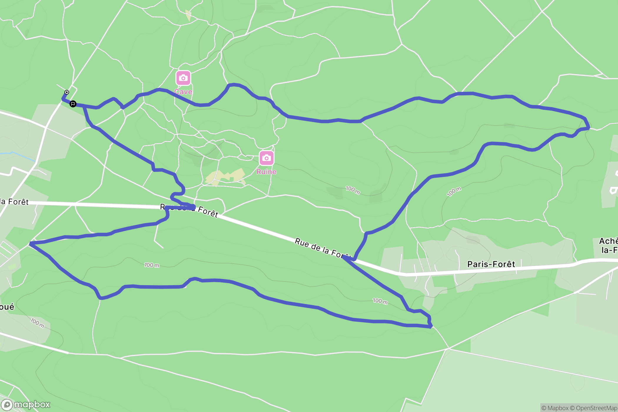 Le Vaudoué : carte du parcours de randonnée - France