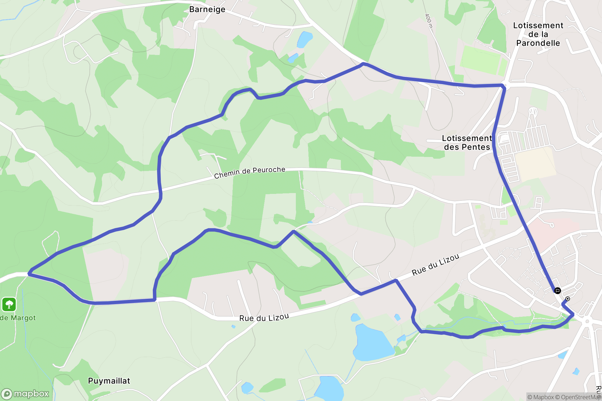 La Souterraine : carte du parcours de randonnée - France