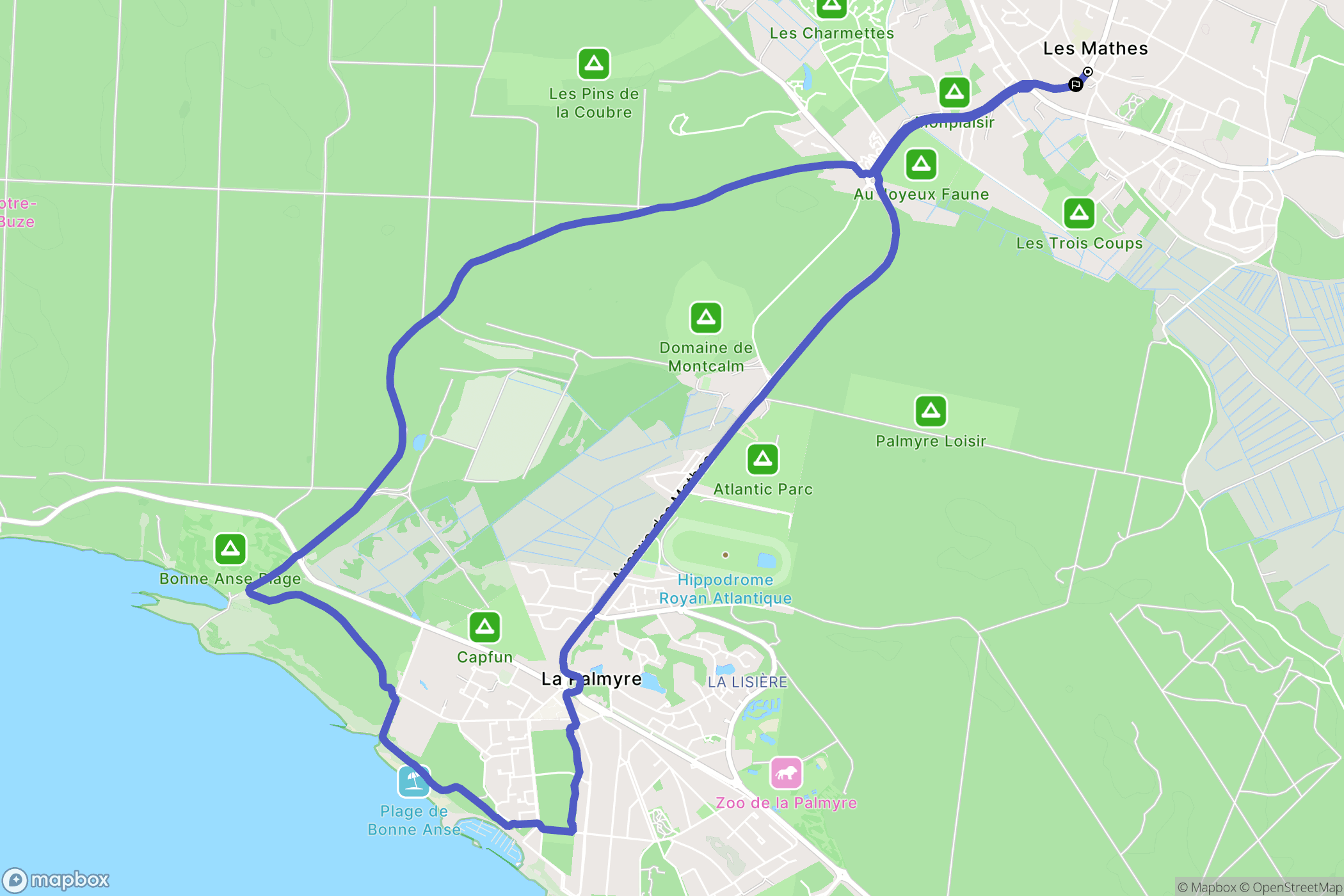 Les Mathes : carte du parcours de randonnée - France