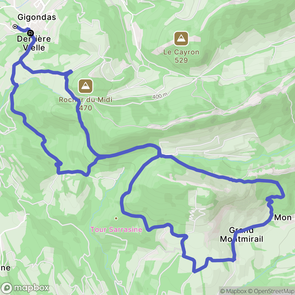 Gigondas : carte du parcours de randonnée - France