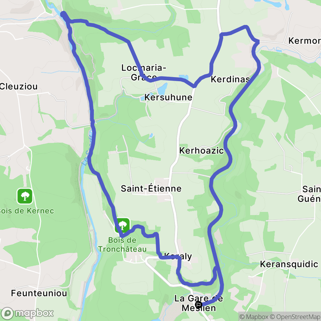 Cléguer : carte du parcours de randonnée - France