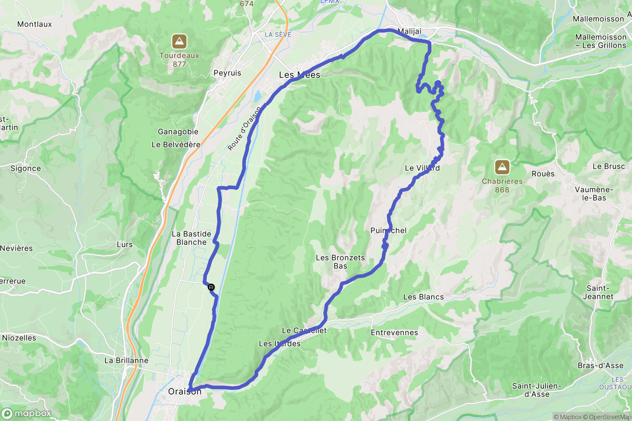 Les Mées : carte du parcours de randonnée - France