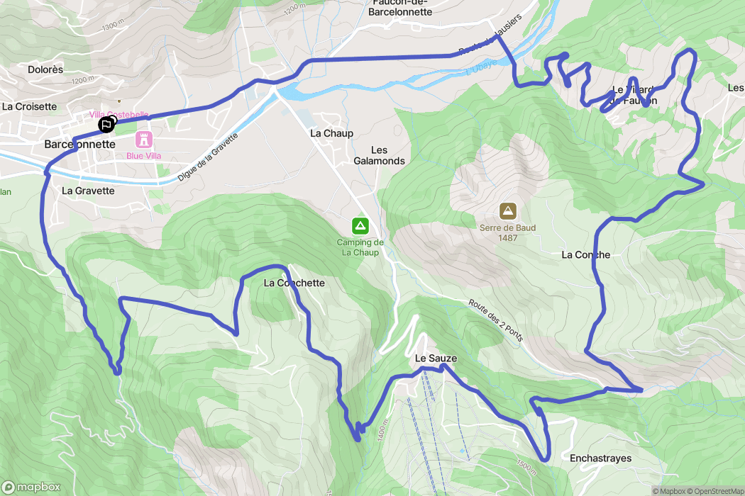 Barcelonnette : carte du parcours de randonnée - France