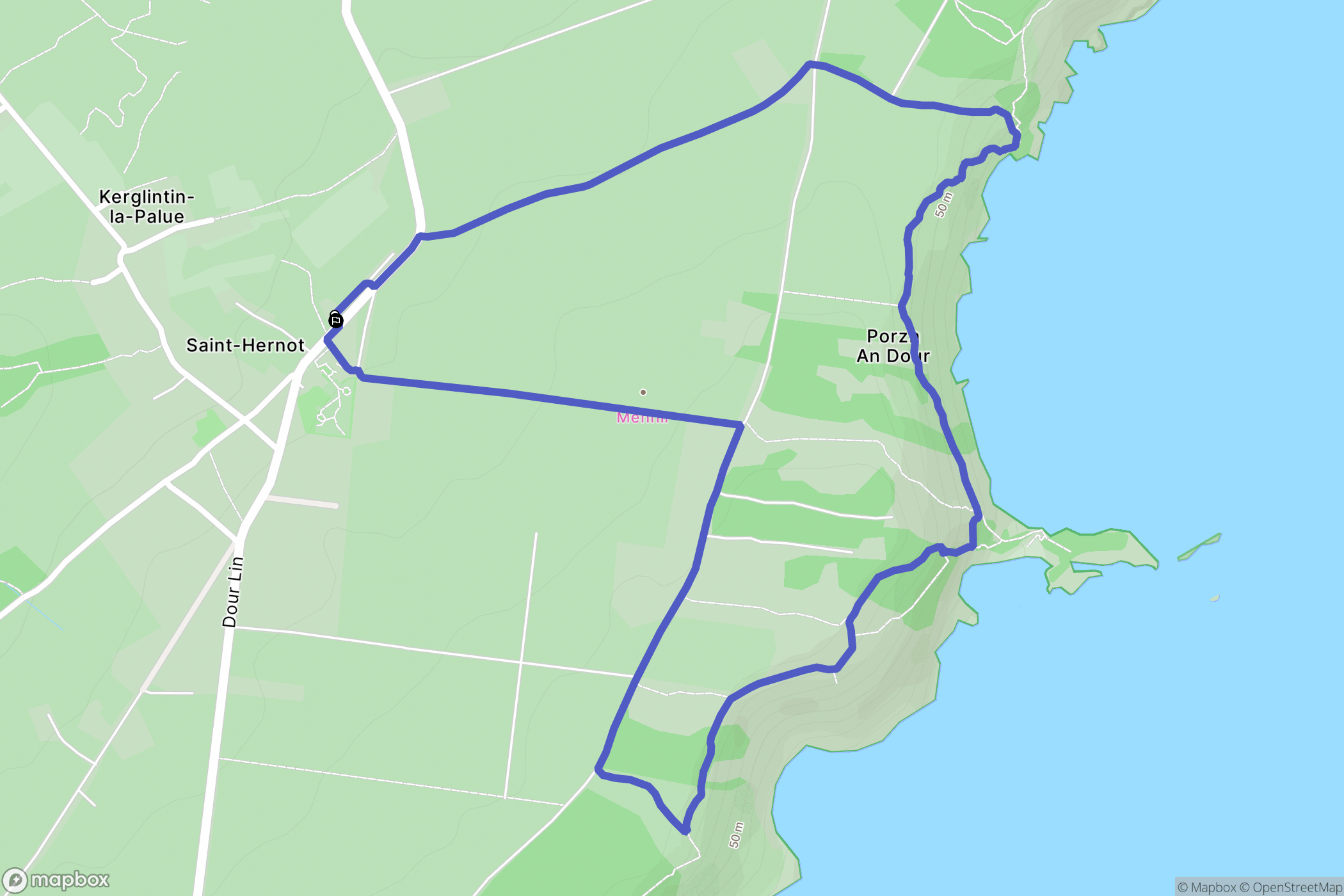 Crozon : carte du parcours de randonnée - France