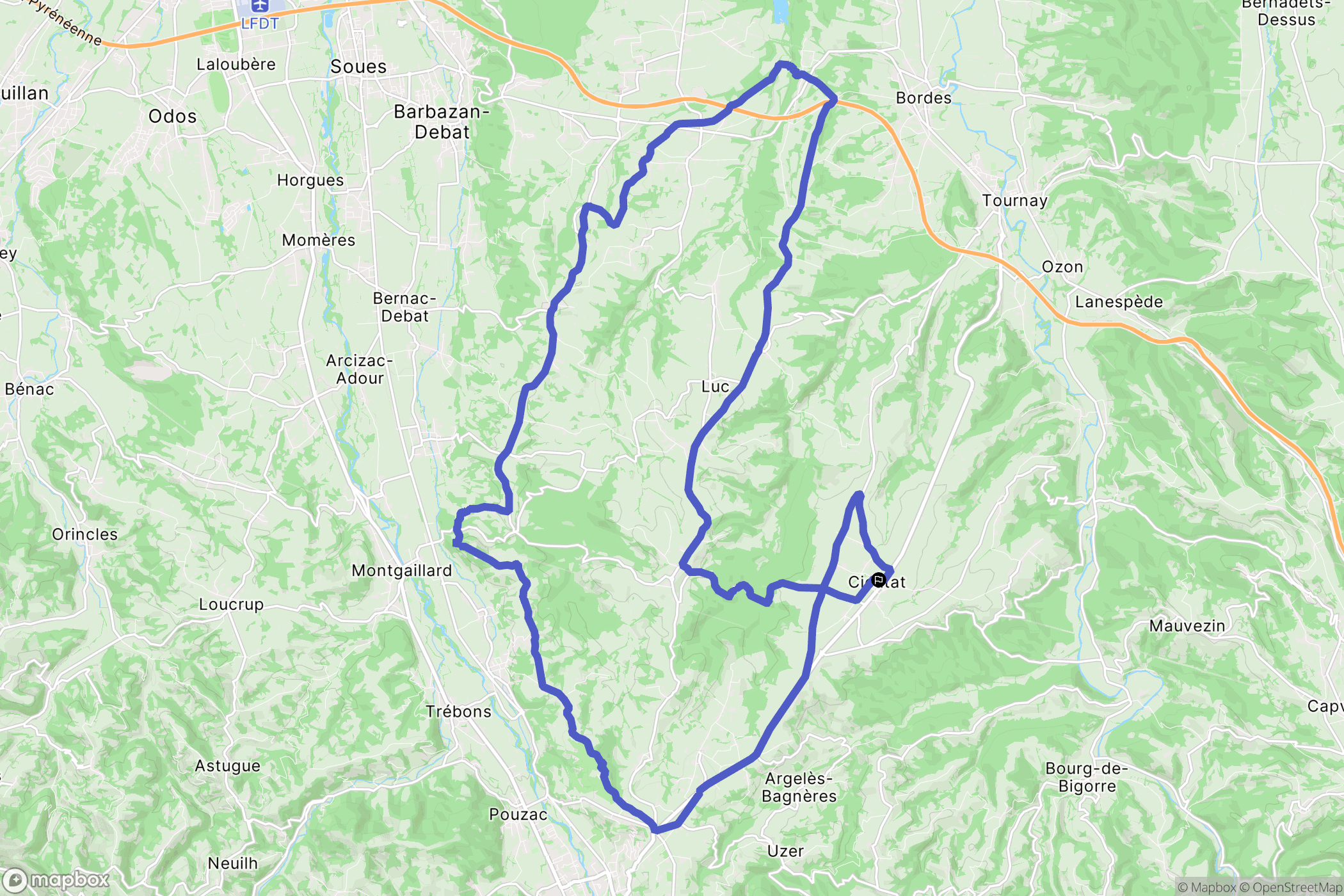 Cieutat : carte du parcours de randonnée - France