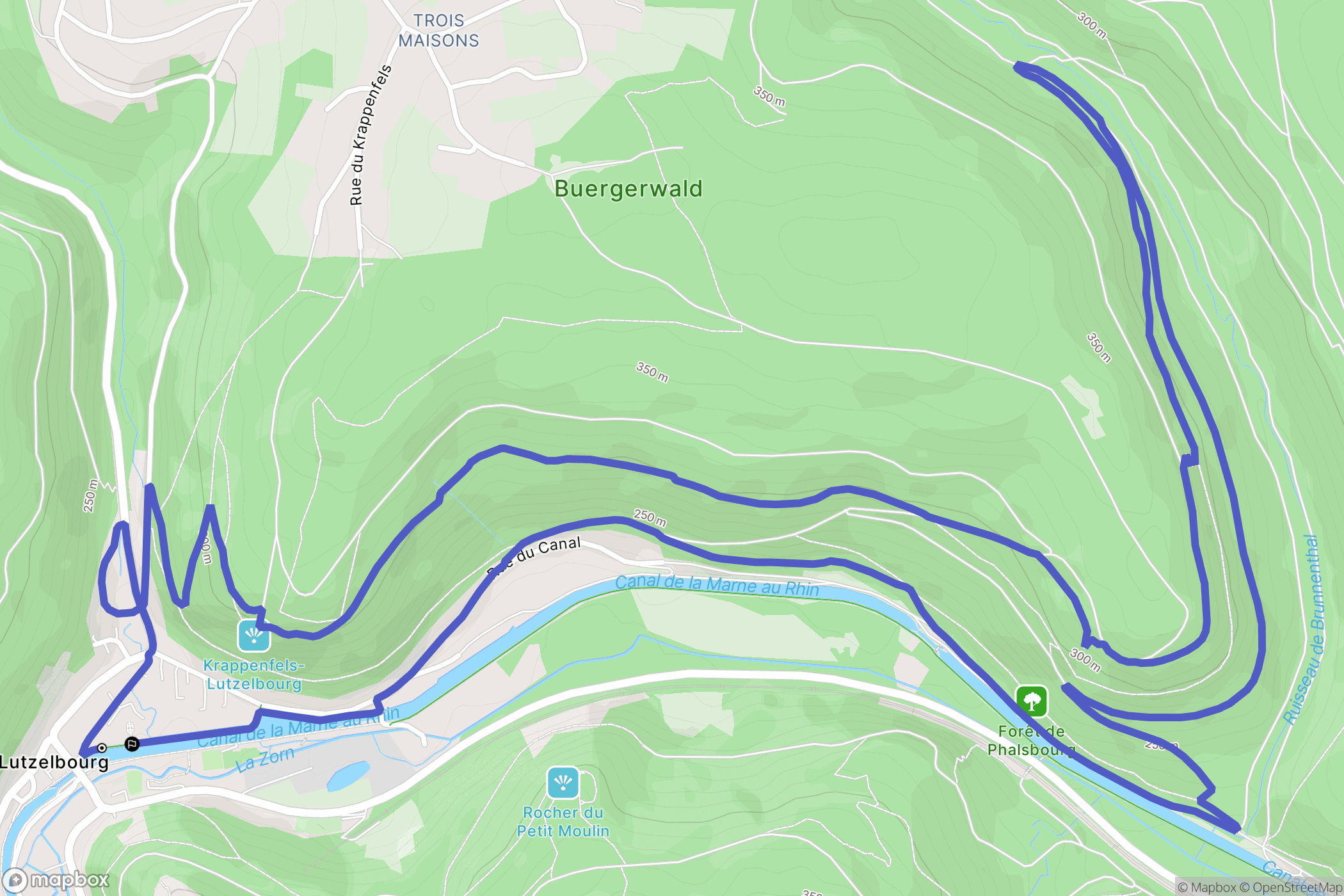Lutzelbourg : carte du parcours de randonnée - France