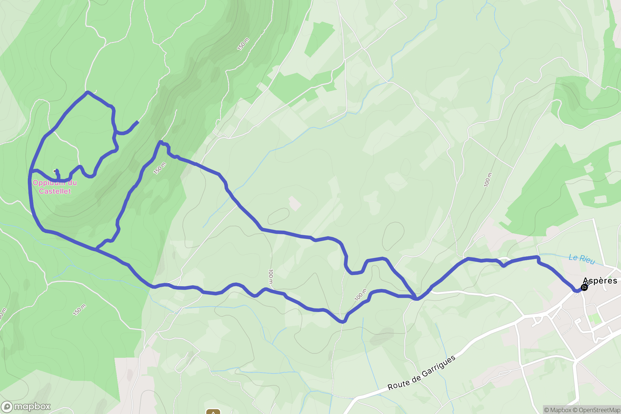 Aspères : carte du parcours de randonnée - France