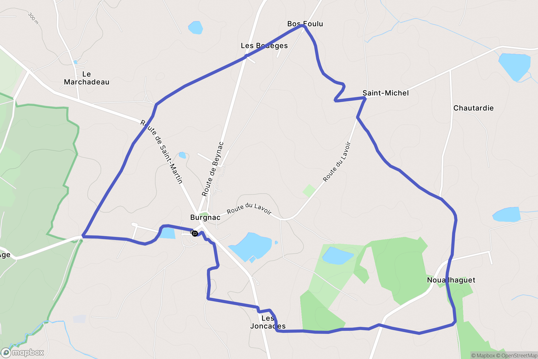 Burgnac : carte du parcours de randonnée - France