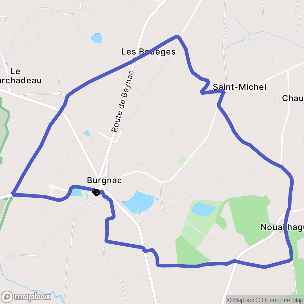 Burgnac : carte du parcours de randonnée - France