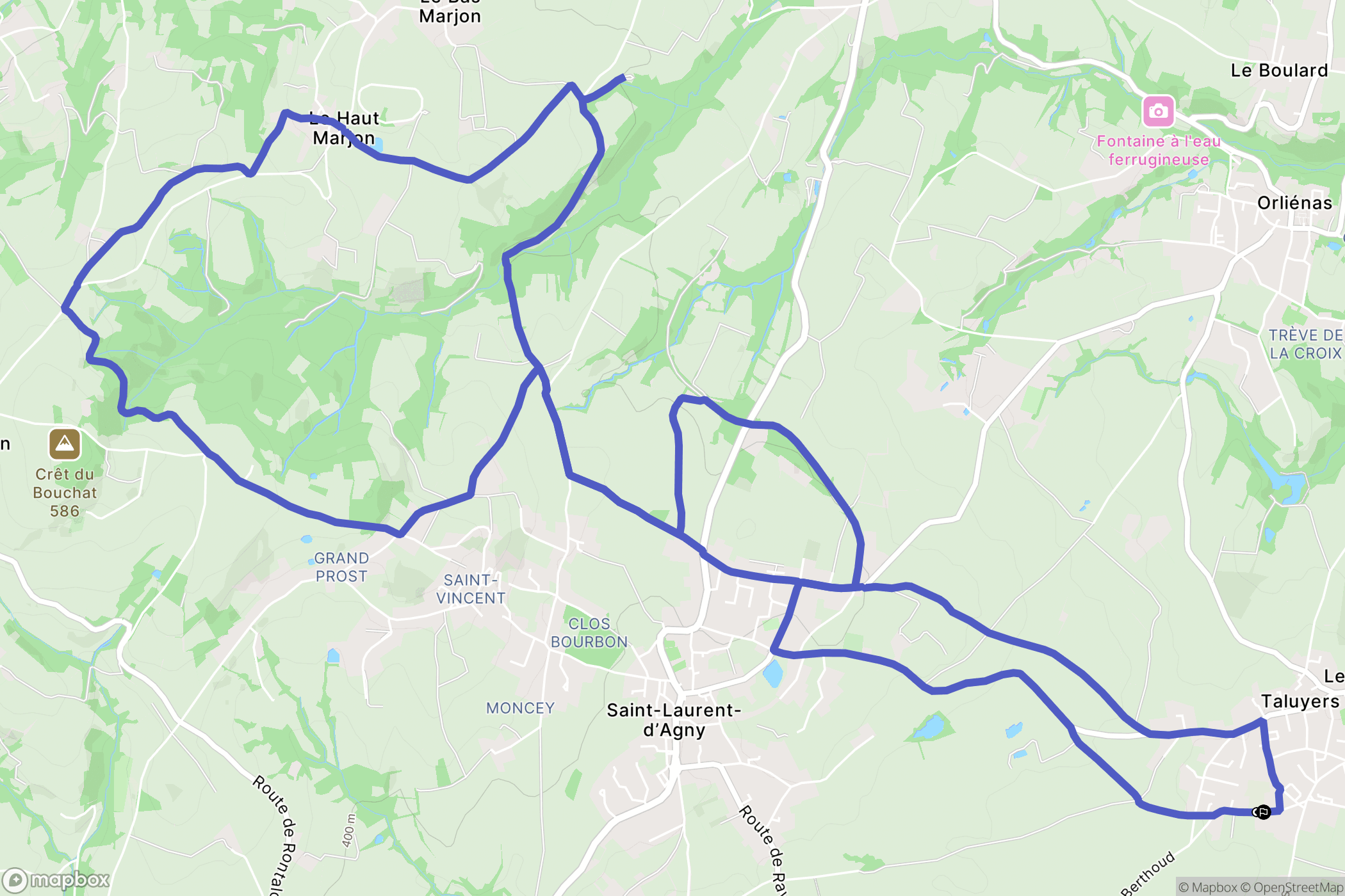 Taluyers : carte du parcours de randonnée - France
