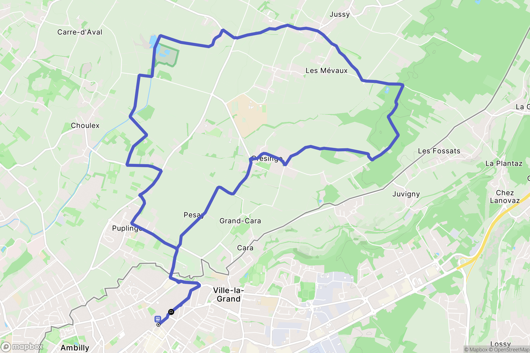 Annemasse : carte du parcours de randonnée - France