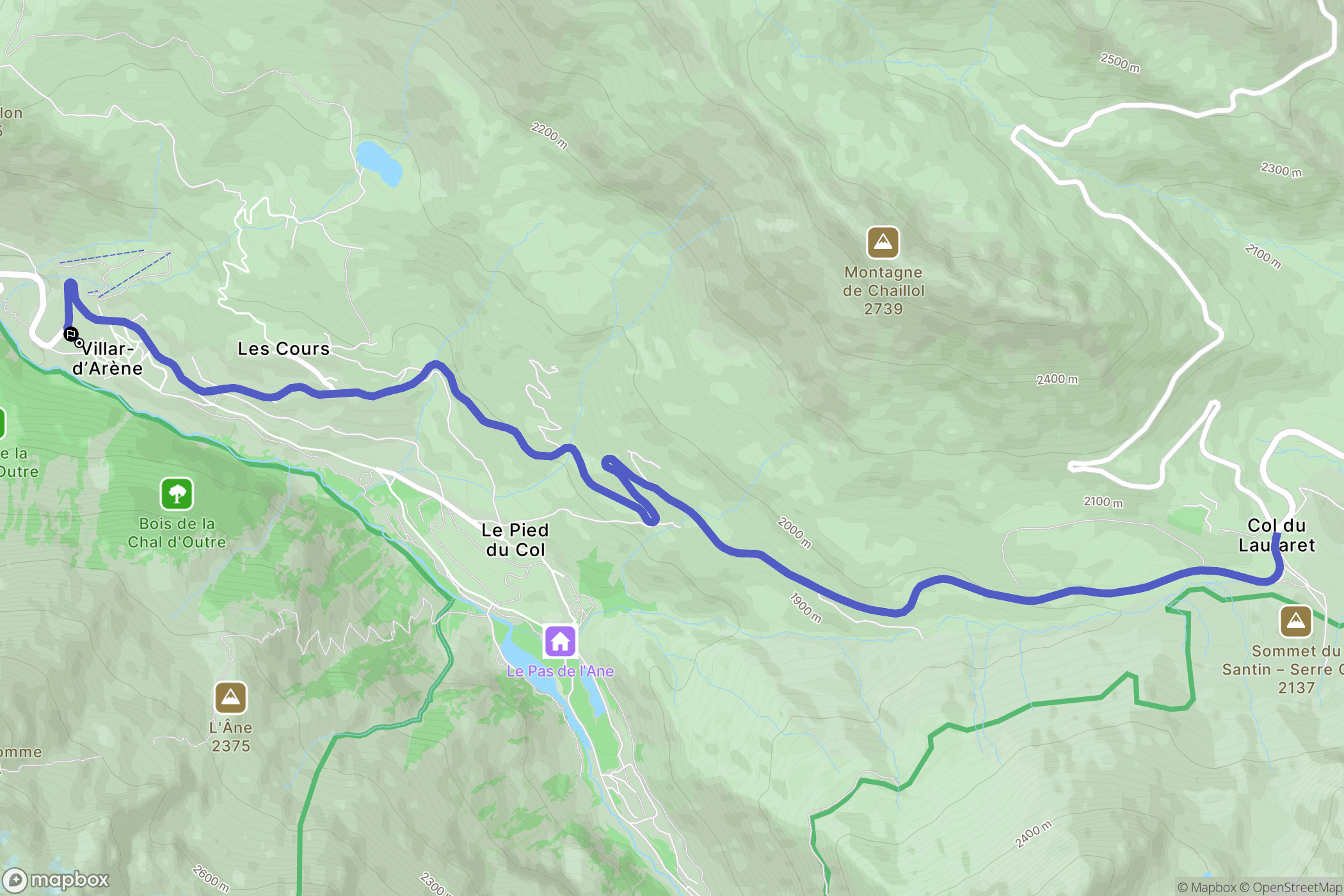 Villar-d'Arène : carte du parcours de randonnée - France