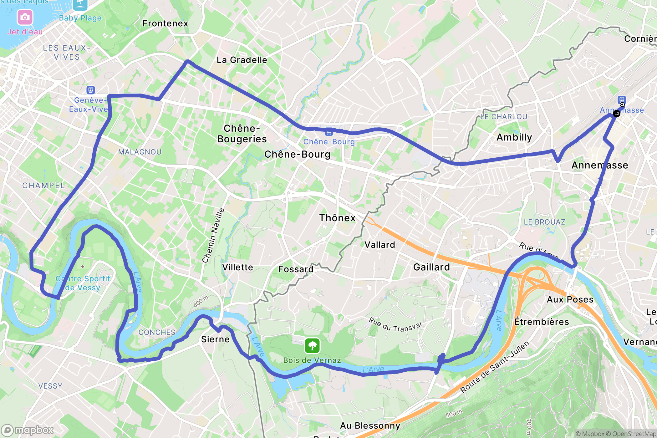 Annemasse : carte du parcours de randonnée - France