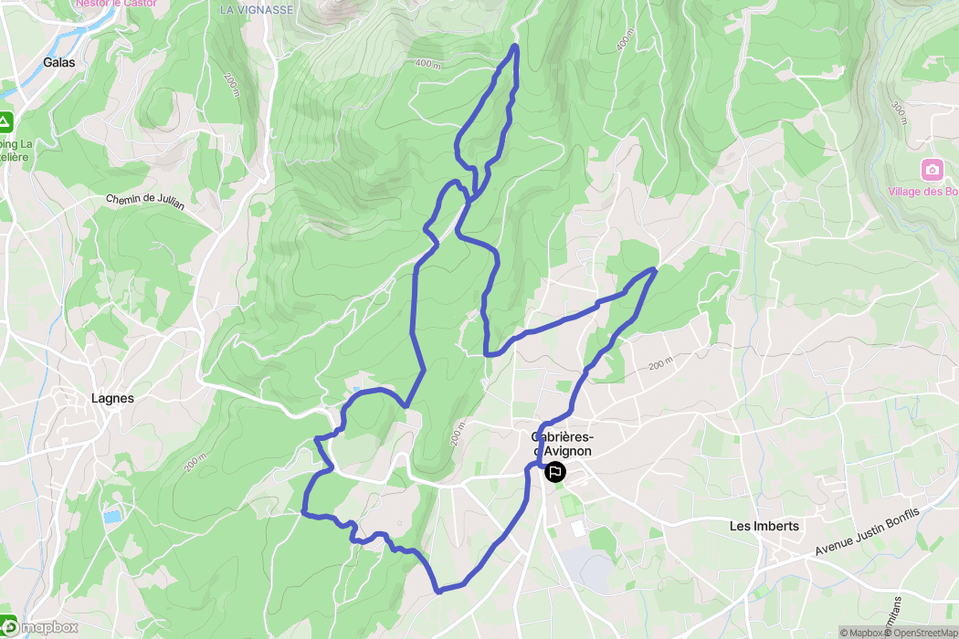 Cabrières-d'Avignon : carte du parcours de randonnée - France