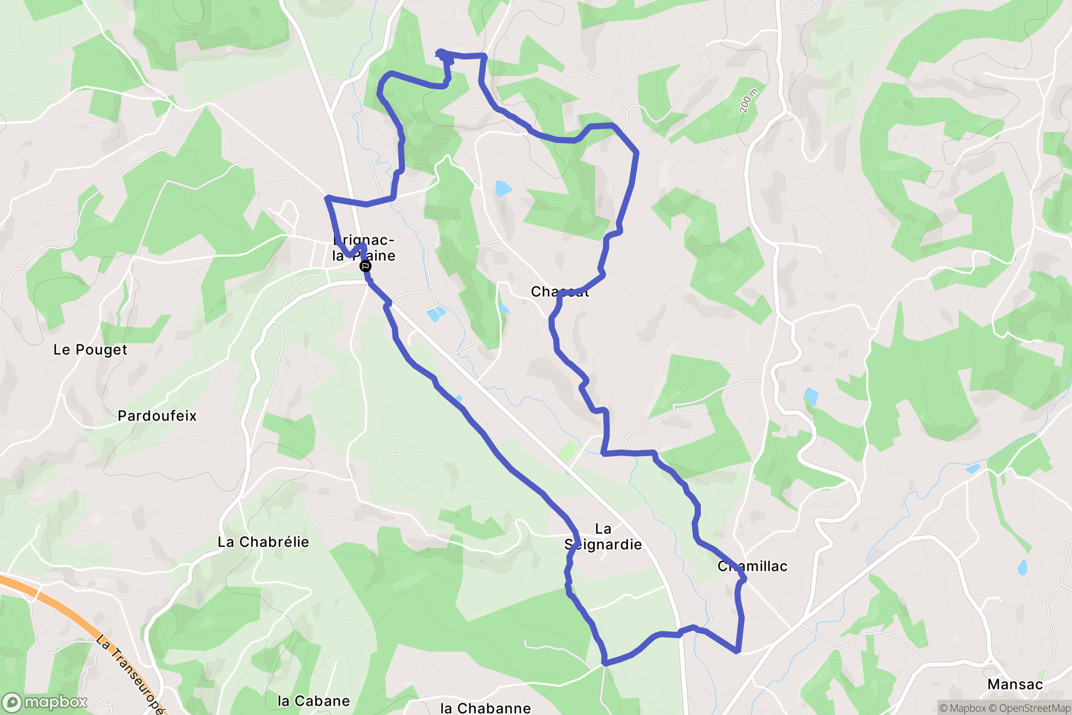 Brignac-la-Plaine : carte du parcours de randonnée - France