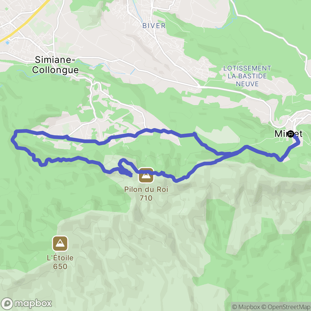 Mimet : carte du parcours de randonnée - France