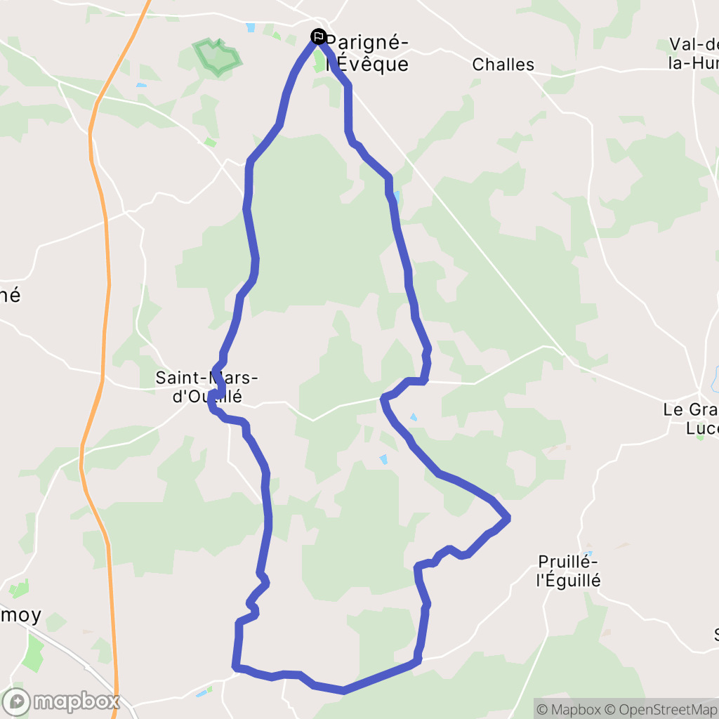 Parigné-l'Évêque : carte du parcours de randonnée - France