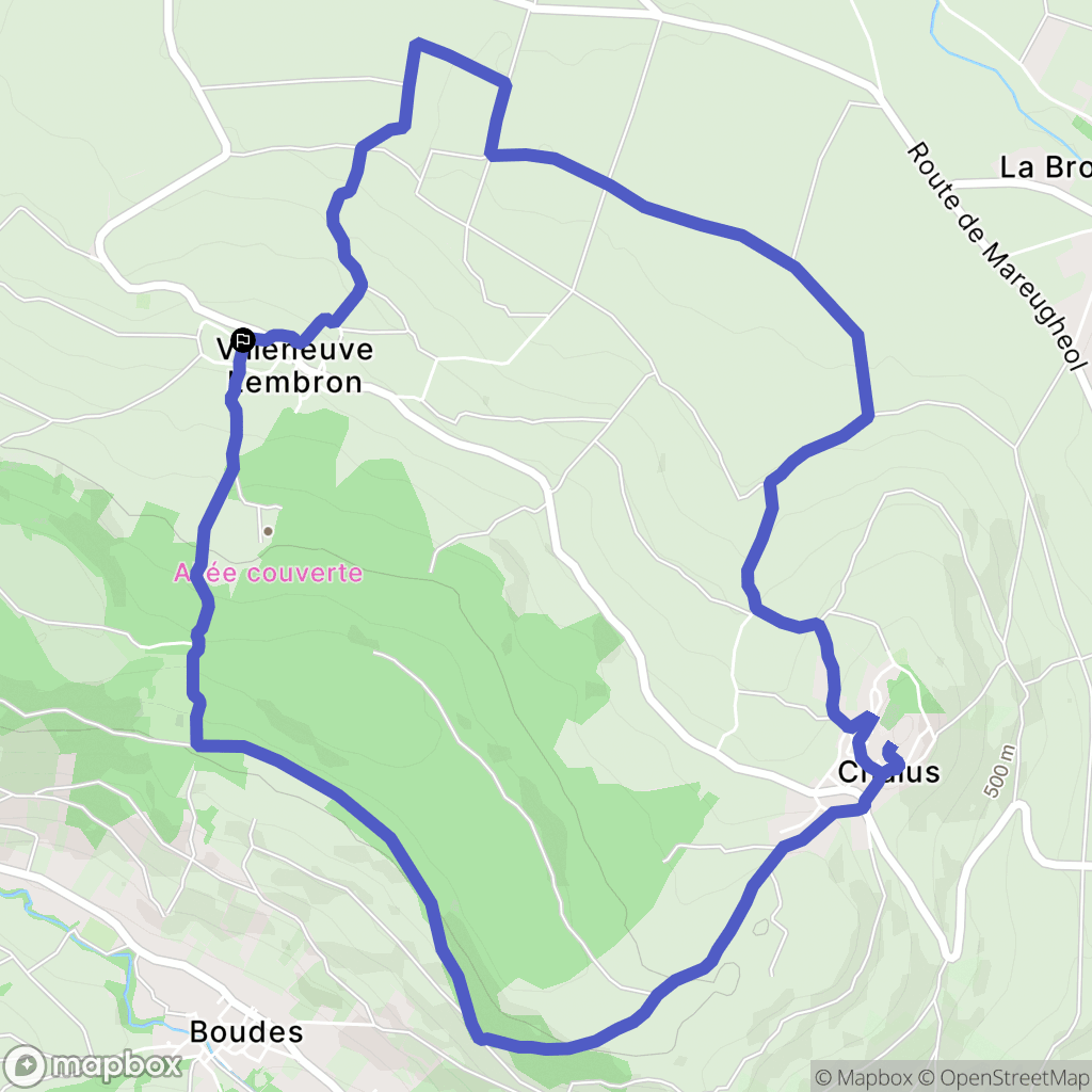 Villeneuve : carte du parcours de randonnée - France