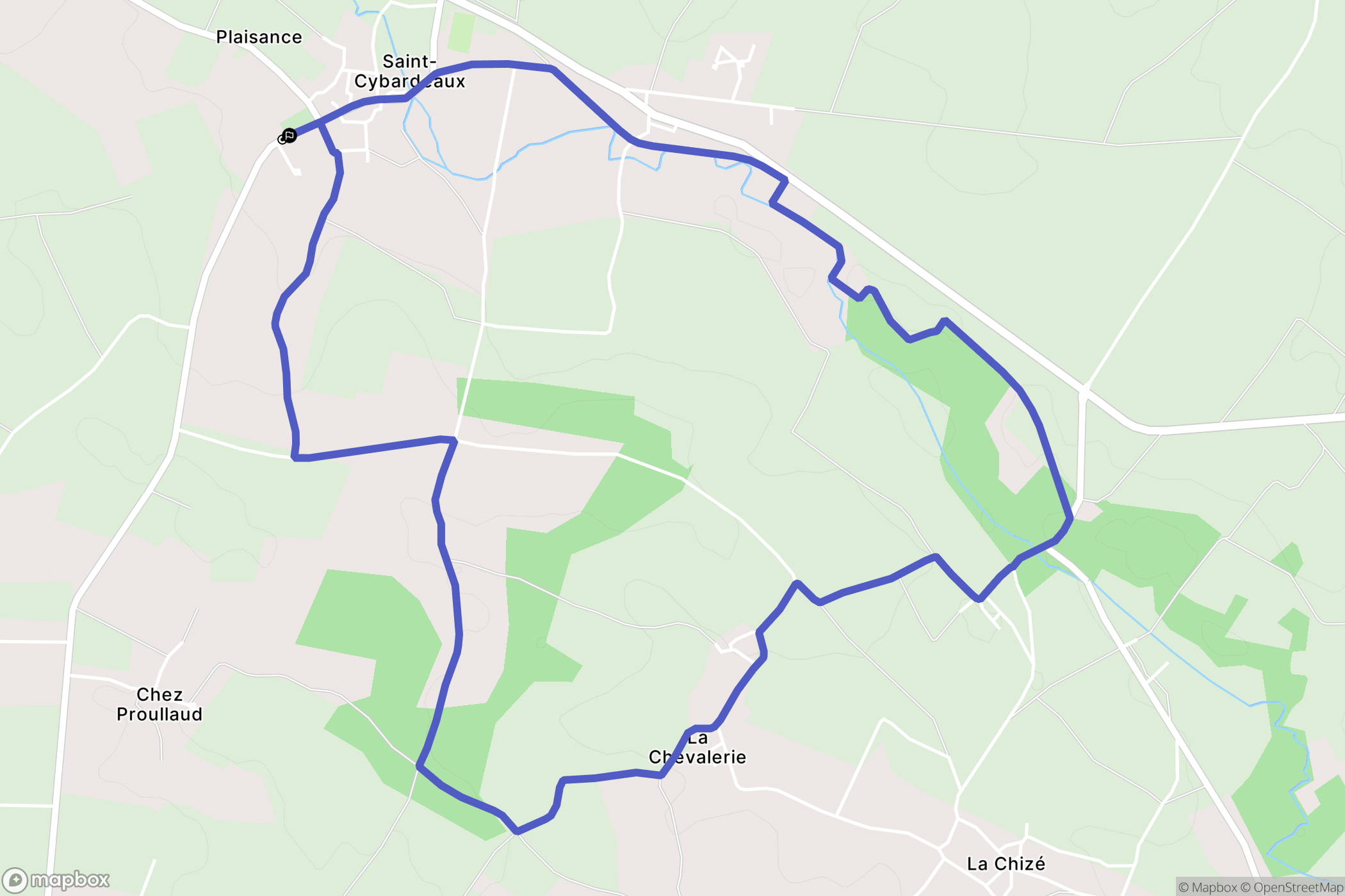Saint-Cybardeaux : carte du parcours de randonnée - France