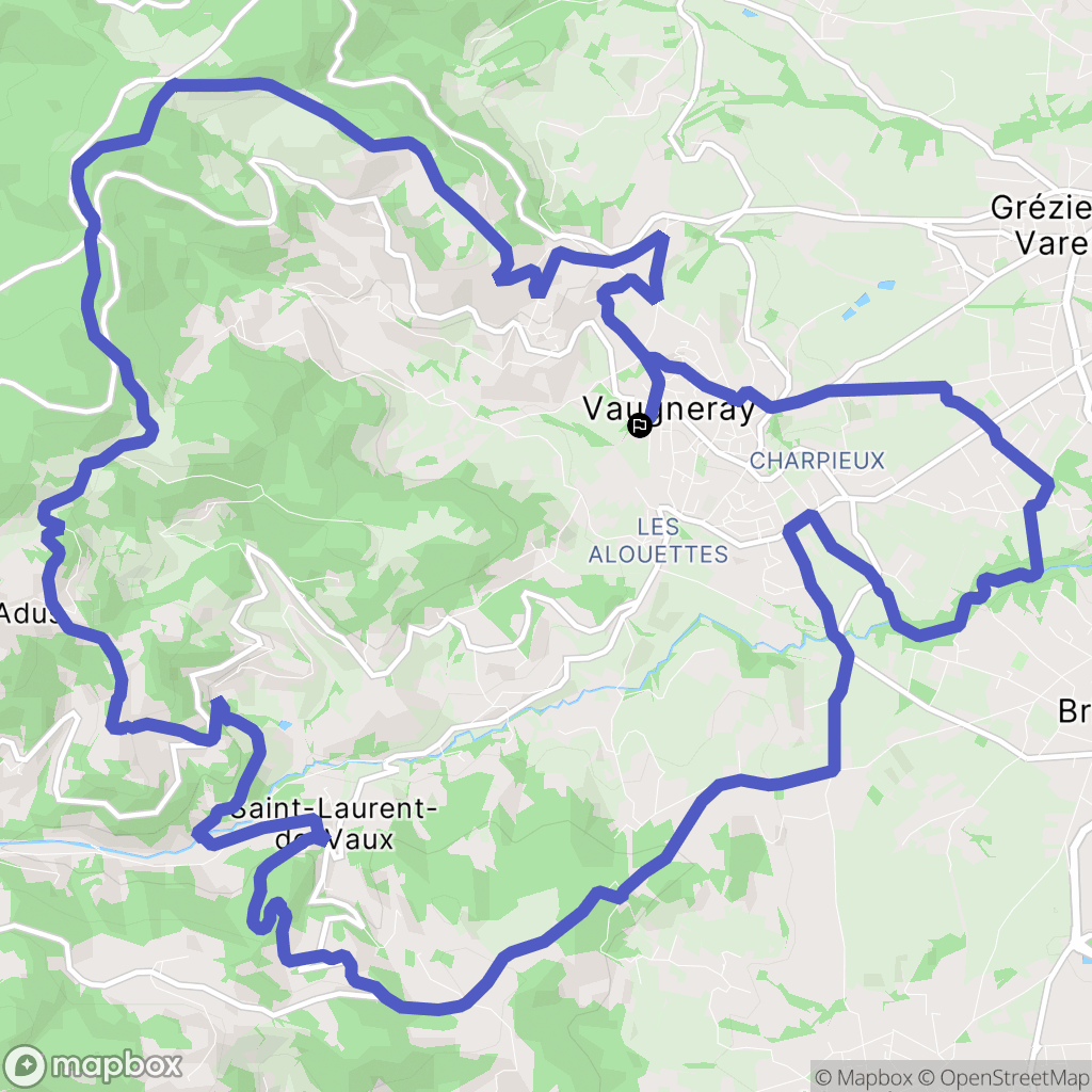 Vaugneray : carte du parcours de randonnée - France