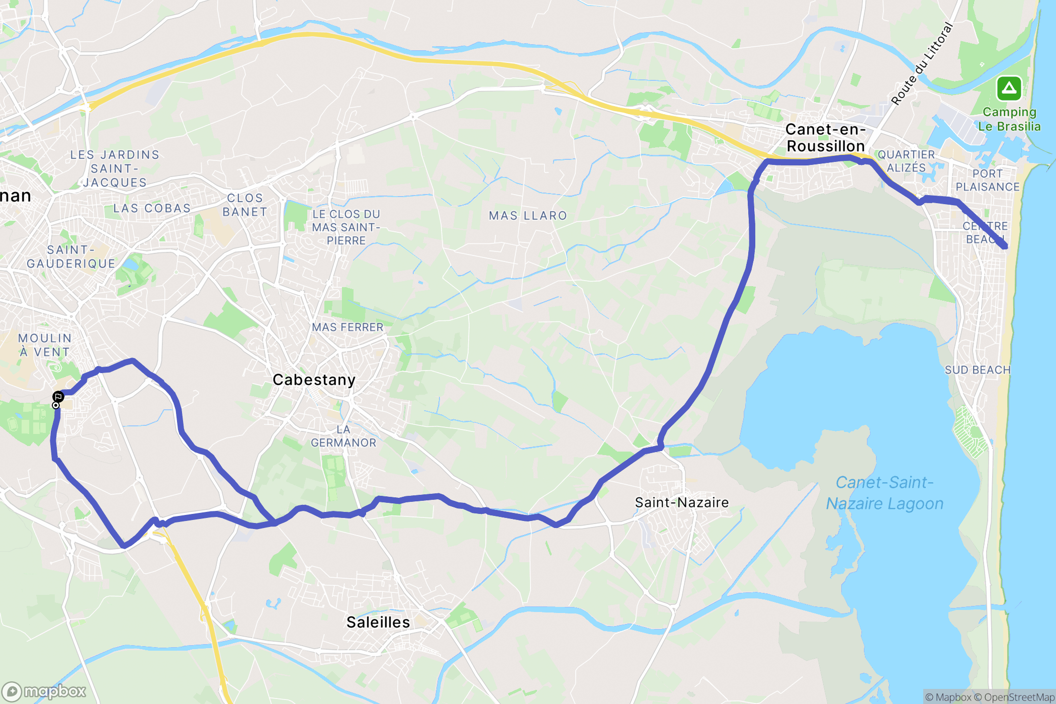 Perpignan : carte du parcours de randonnée - France
