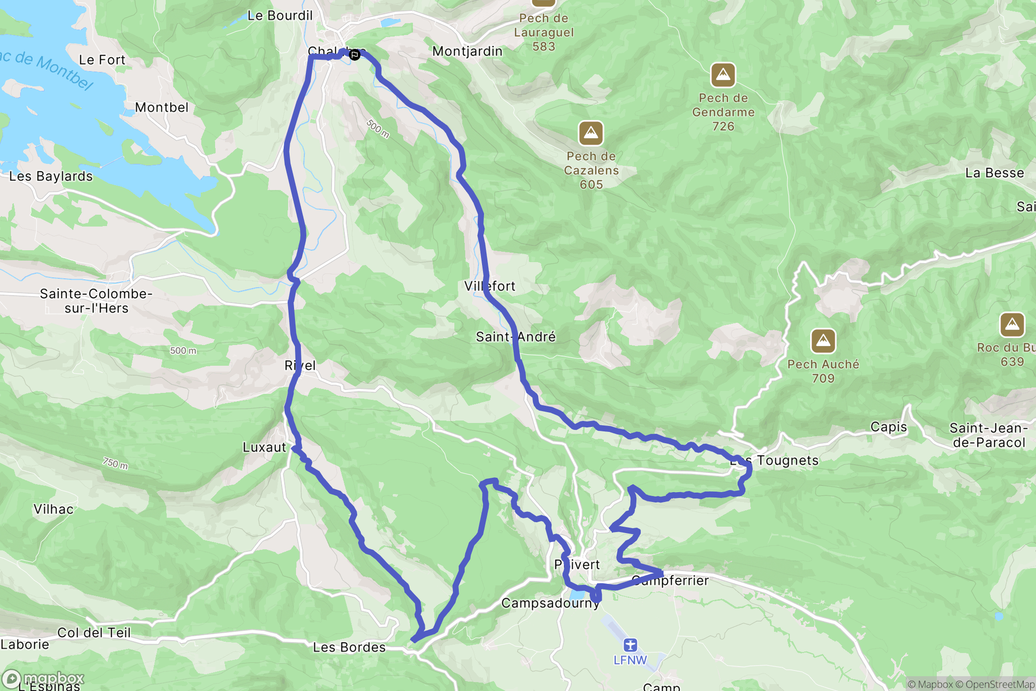Chalabre : carte du parcours de randonnée - France