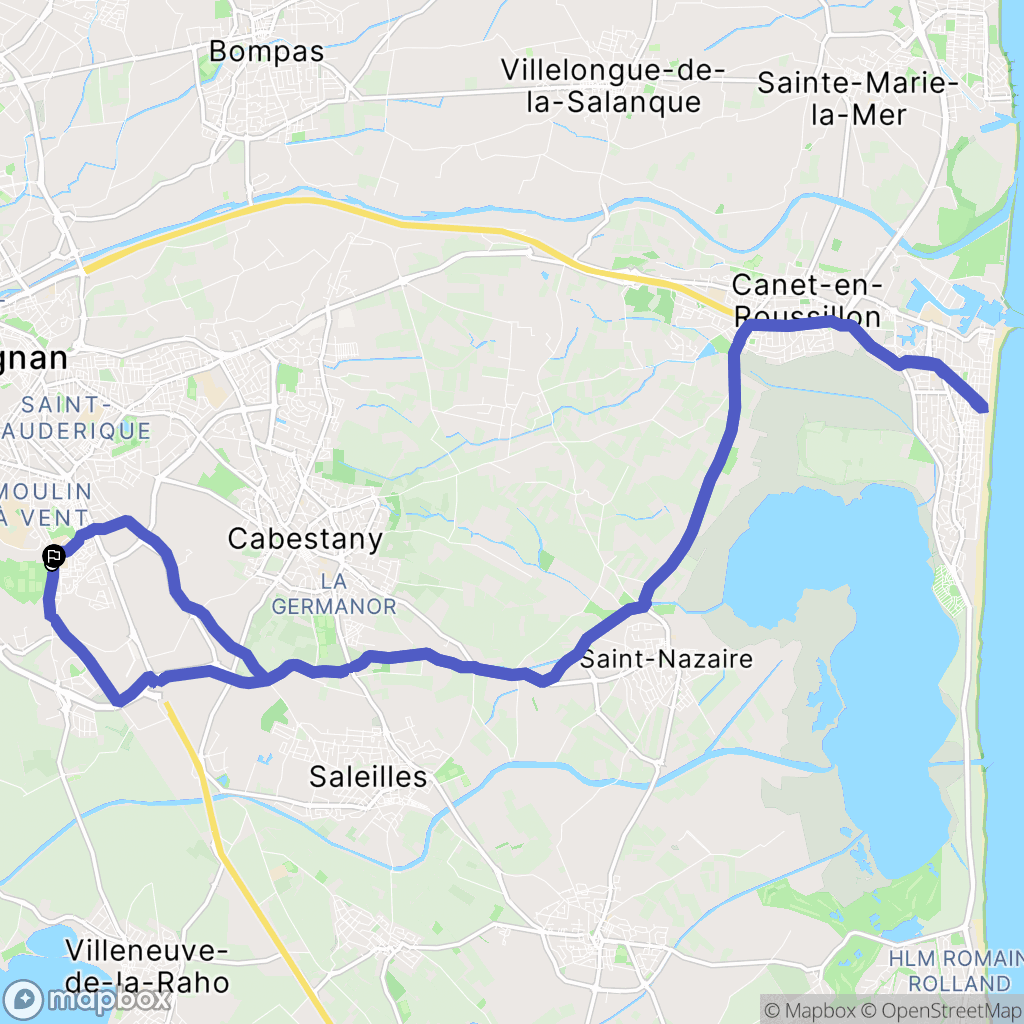 Perpignan : carte du parcours de randonnée - France