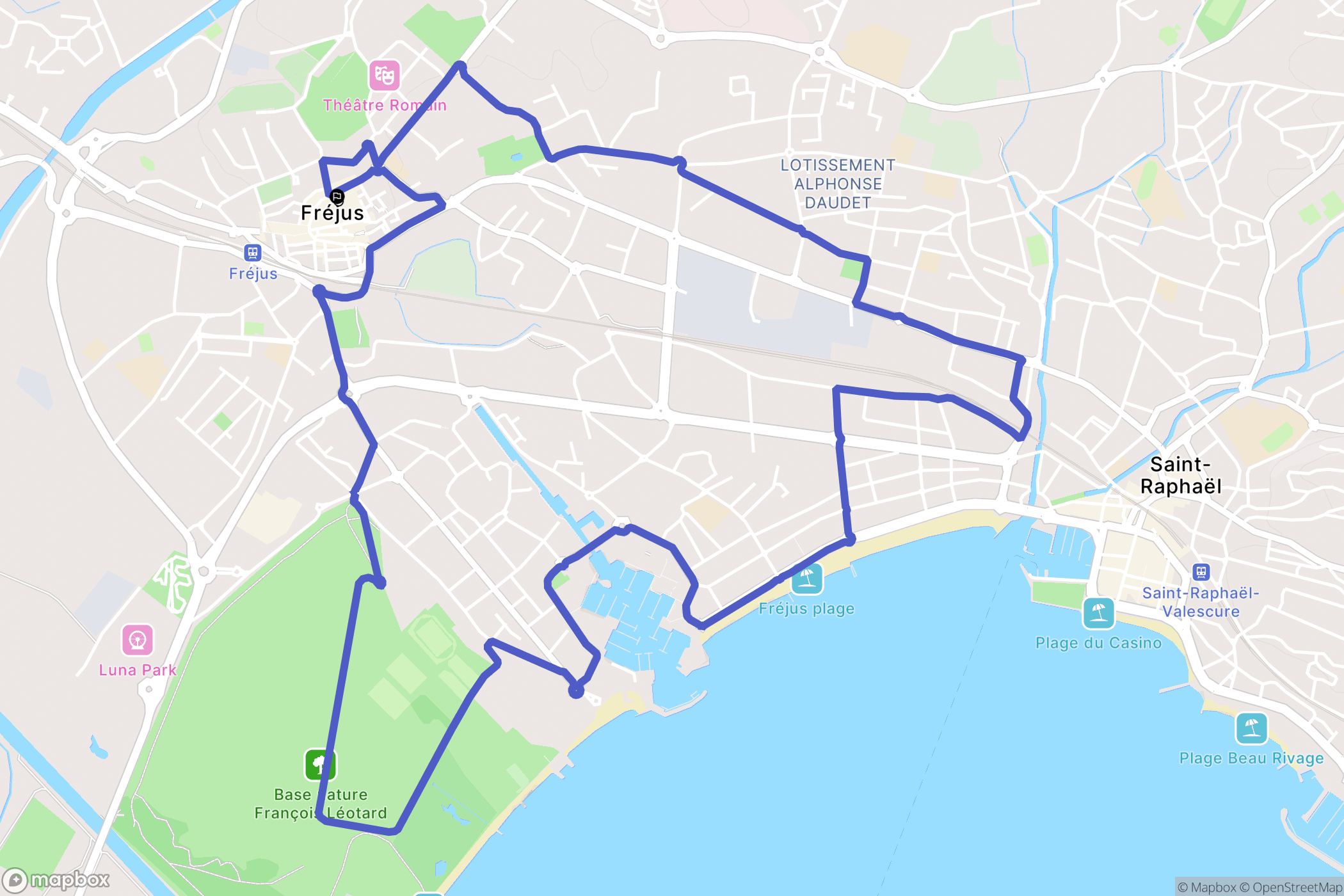 Fréjus : carte du parcours de randonnée - France