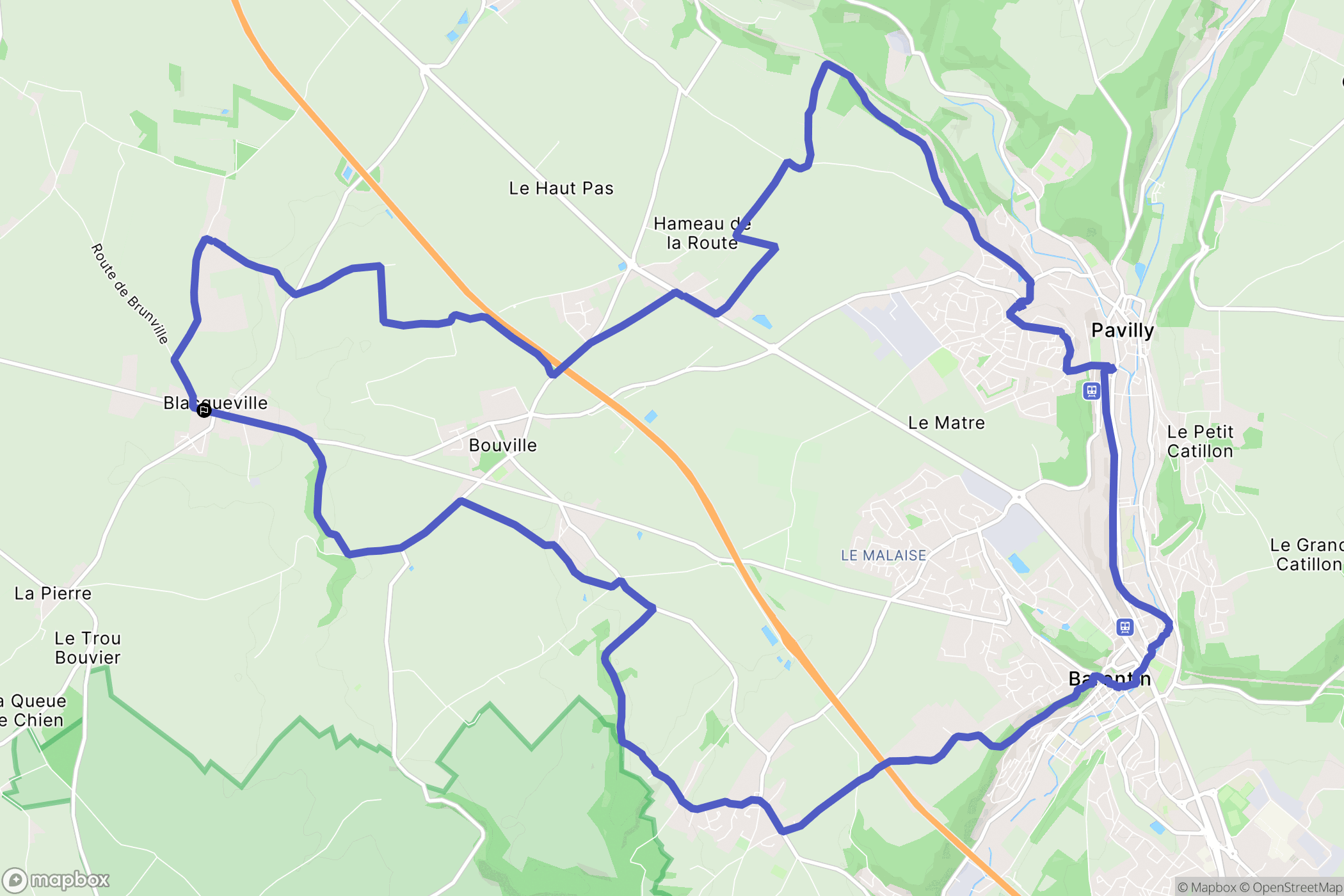 Blacqueville : carte du parcours de randonnée - France