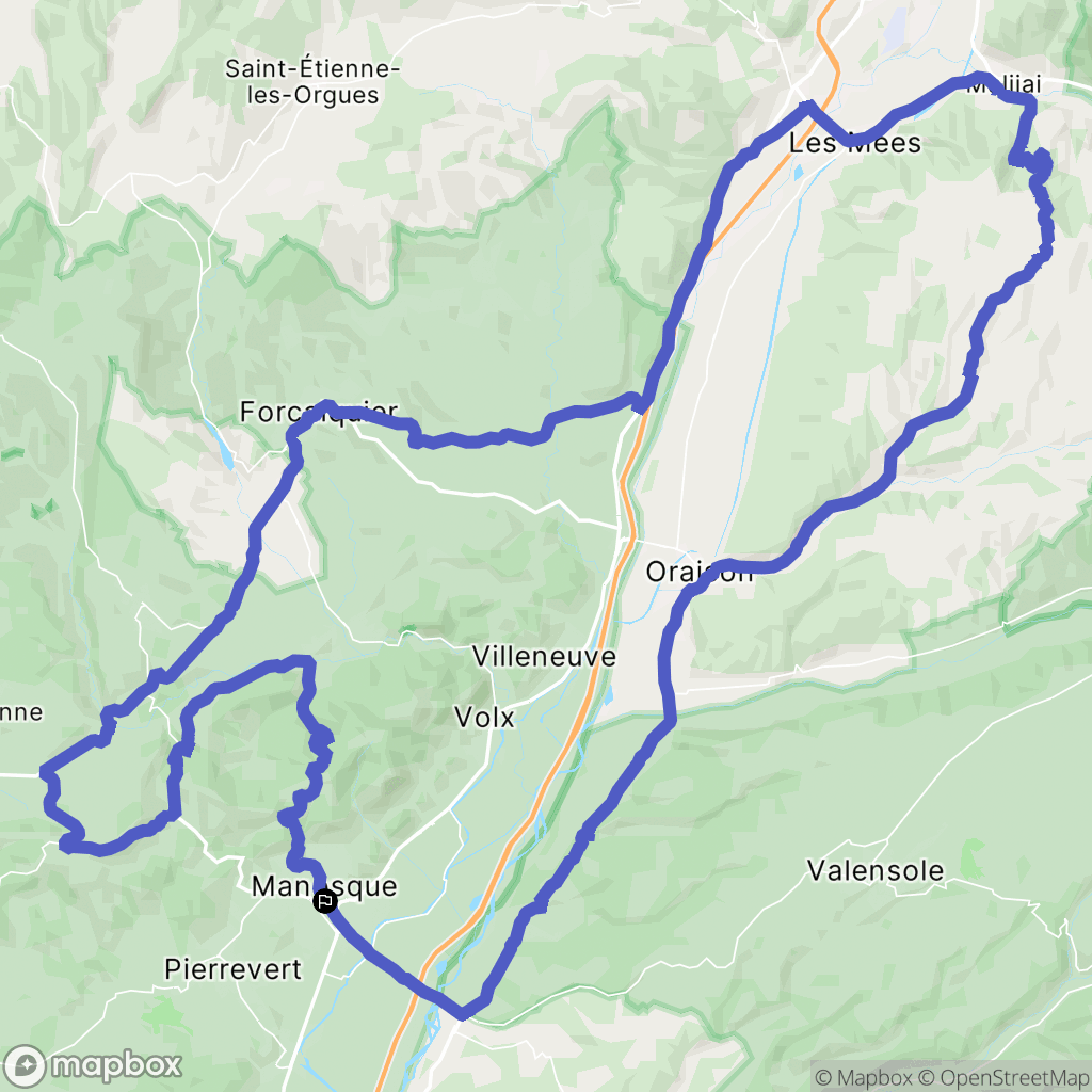Manosque : carte du parcours de randonnée - France