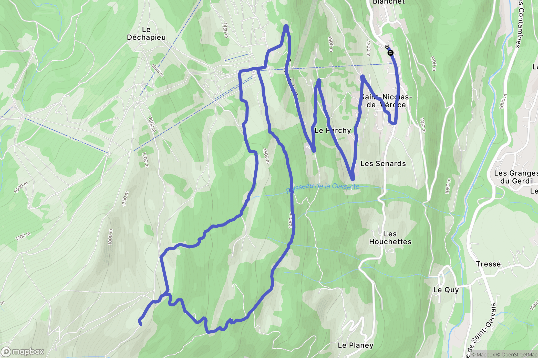 Saint-Gervais-les-Bains : carte du parcours de randonnée - France