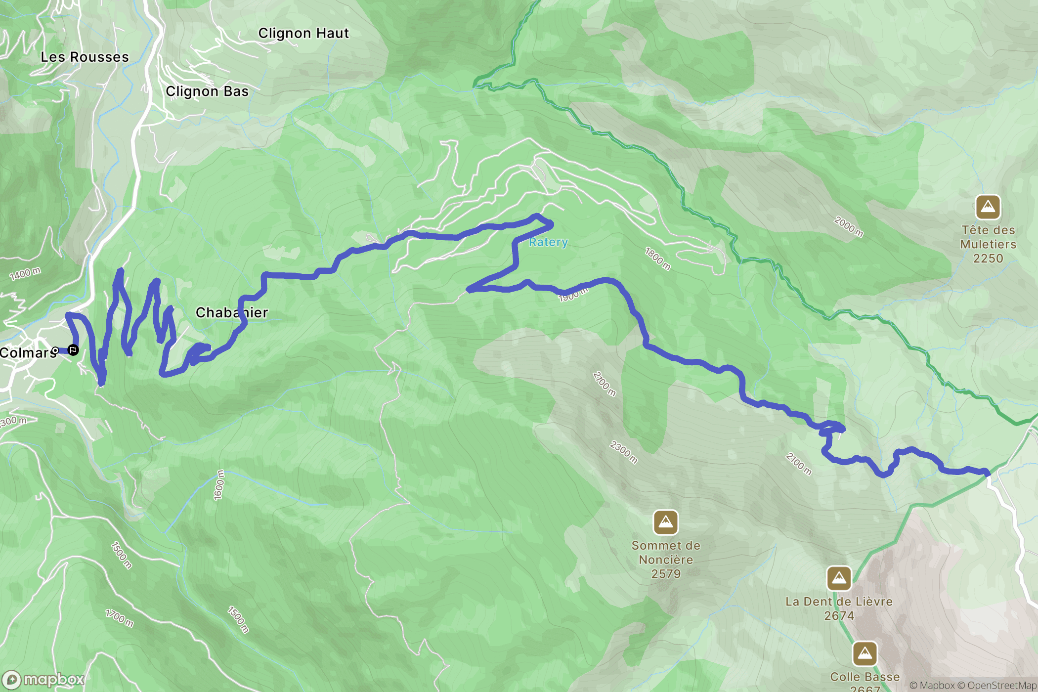 Colmars : carte du parcours de randonnée - France
