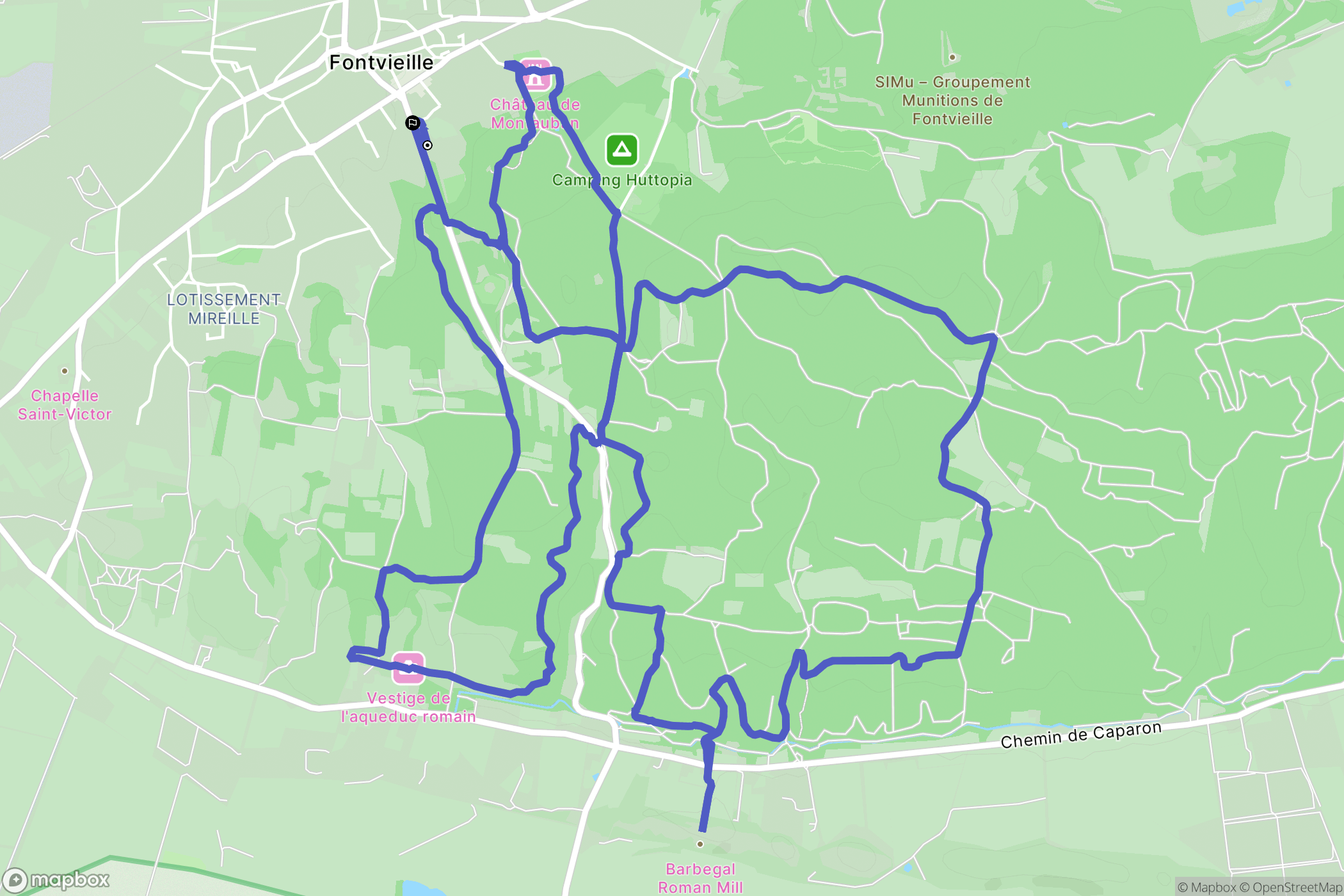 Fontvieille : carte du parcours de randonnée - France