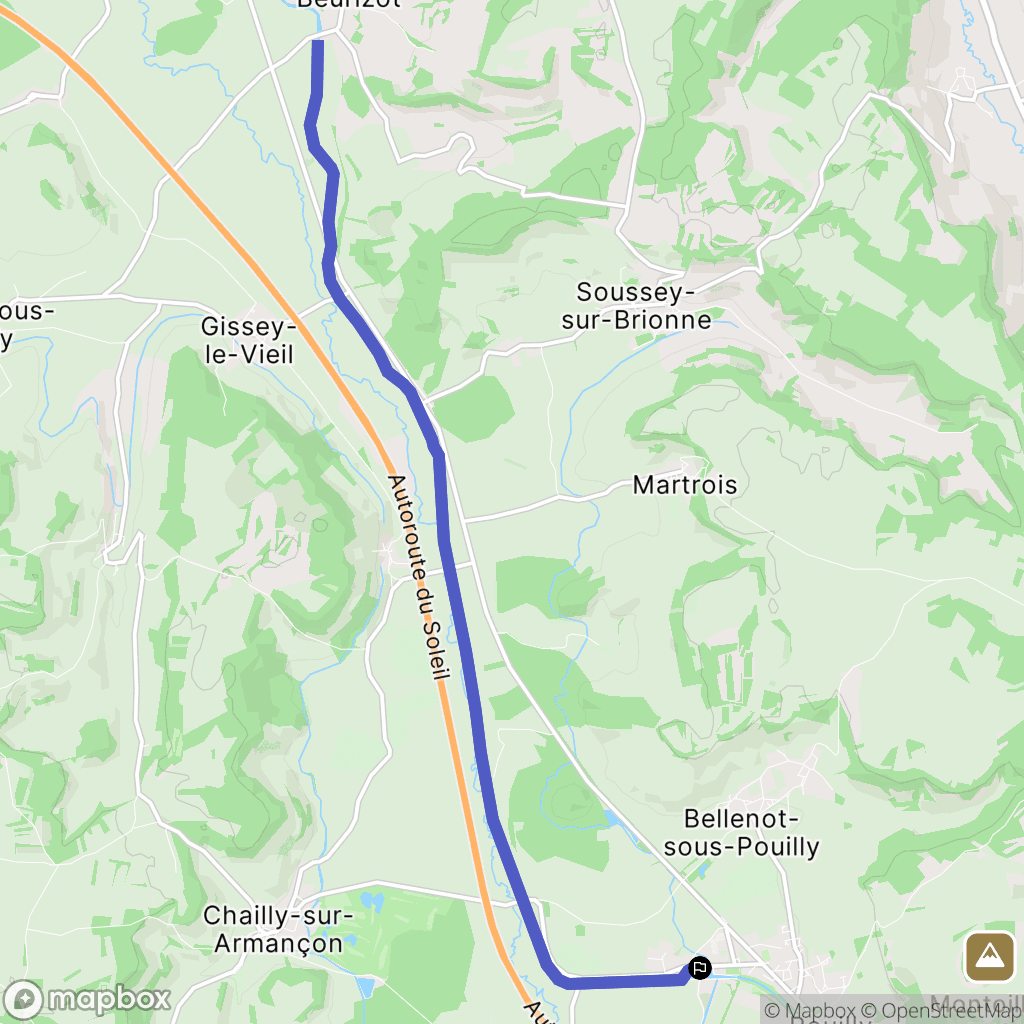 Pouilly-en-Auxois : carte du parcours de randonnée - France