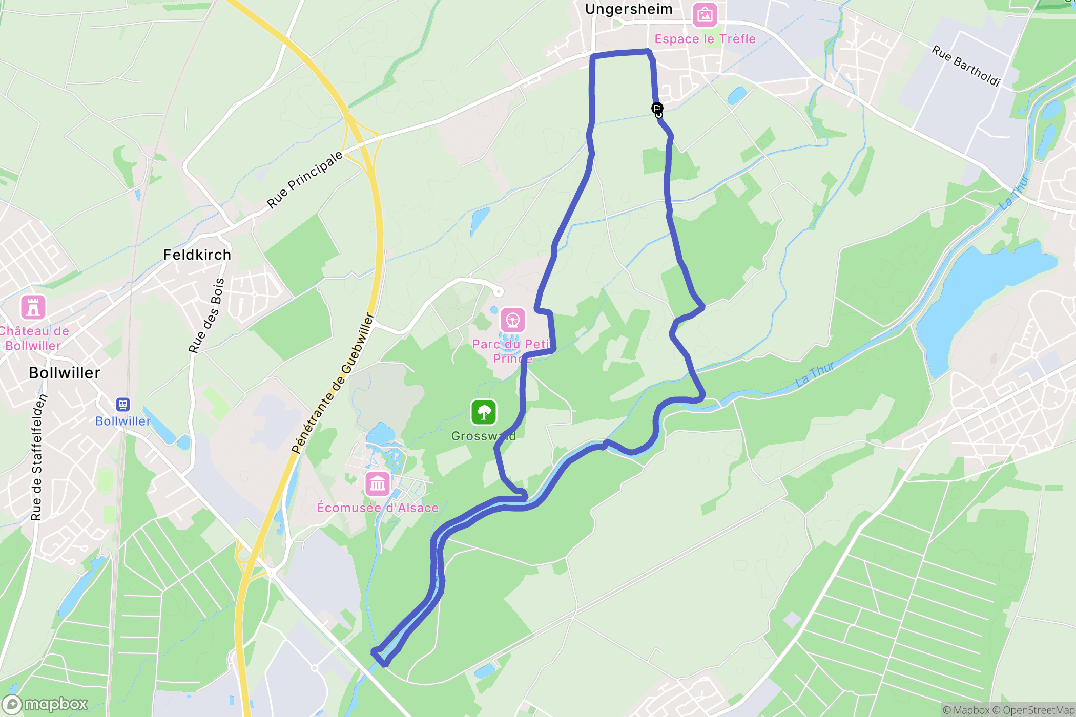 Ungersheim : carte du parcours de randonnée - France