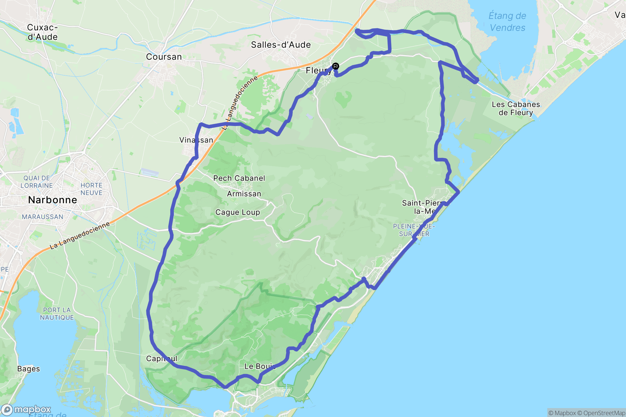 Fleury : carte du parcours de randonnée - France