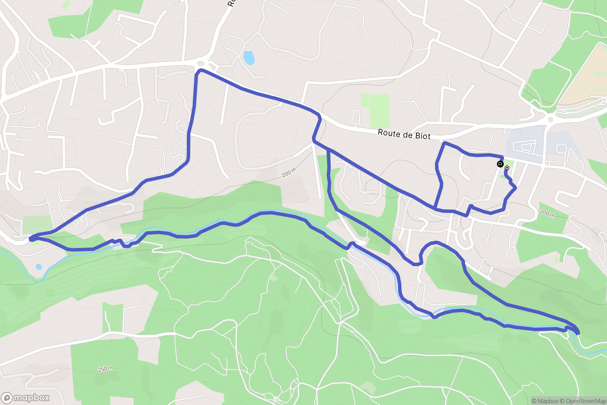 Valbonne : carte du parcours de randonnée - France