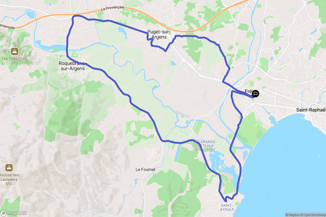 Puget-sur-Argens : carte du parcours de randonnée - France
