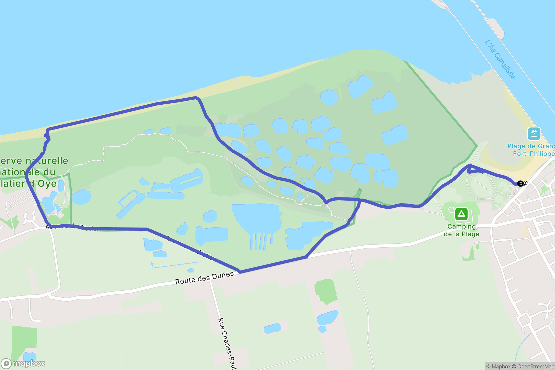 Grand-Fort-Philippe : carte du parcours de randonnée - France