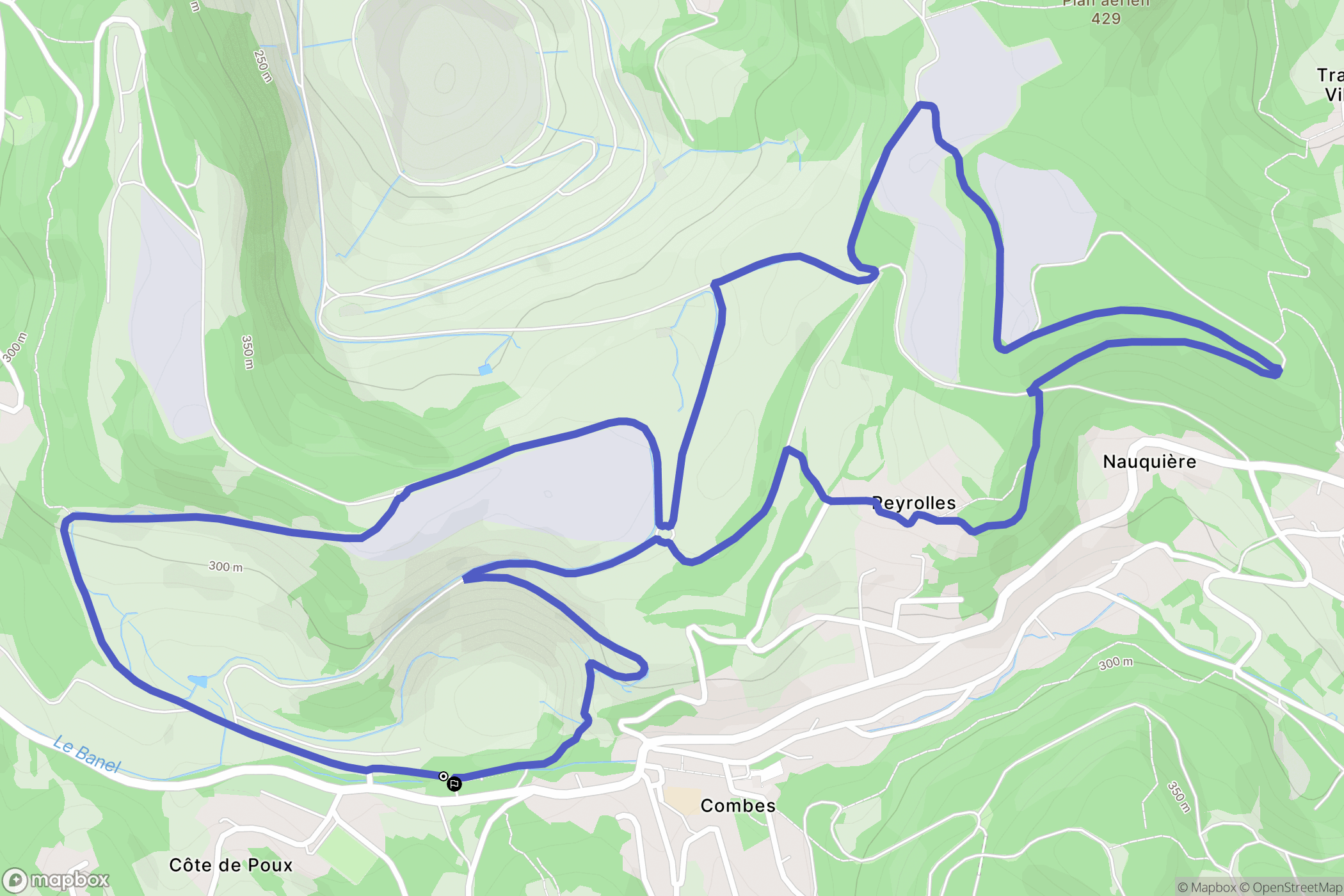 Aubin : carte du parcours de randonnée - France